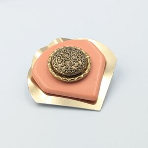 Vintage OOAK gold tone layered brooch pin